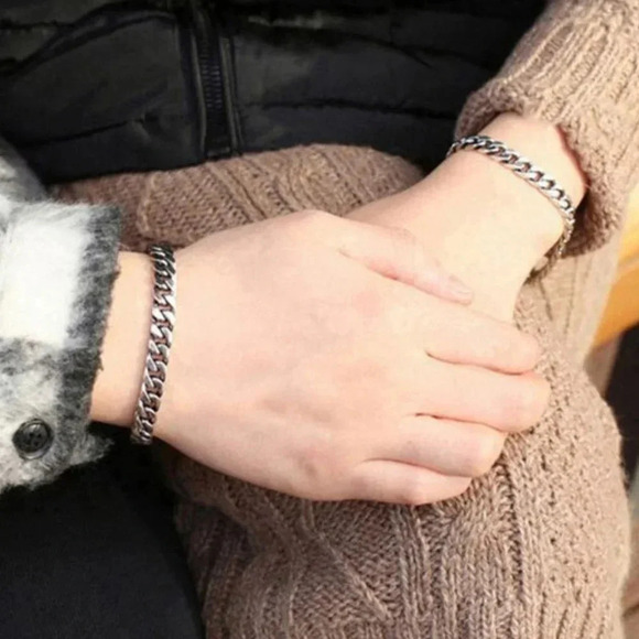 925 Sterling Silver Flat Chain Link Bracelet - Picture 4 of 5